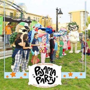 Snap pajama party with various spokane mascots