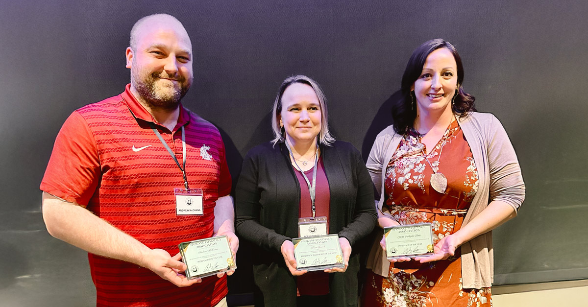 Terri Gorrell, pharmacy tech of the year, Andrew McCanna, pharmacist of the year, and Parkside clinic pharmacy of the year.