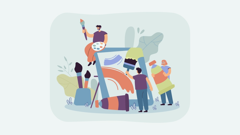 Graphic depicting individuals creating art